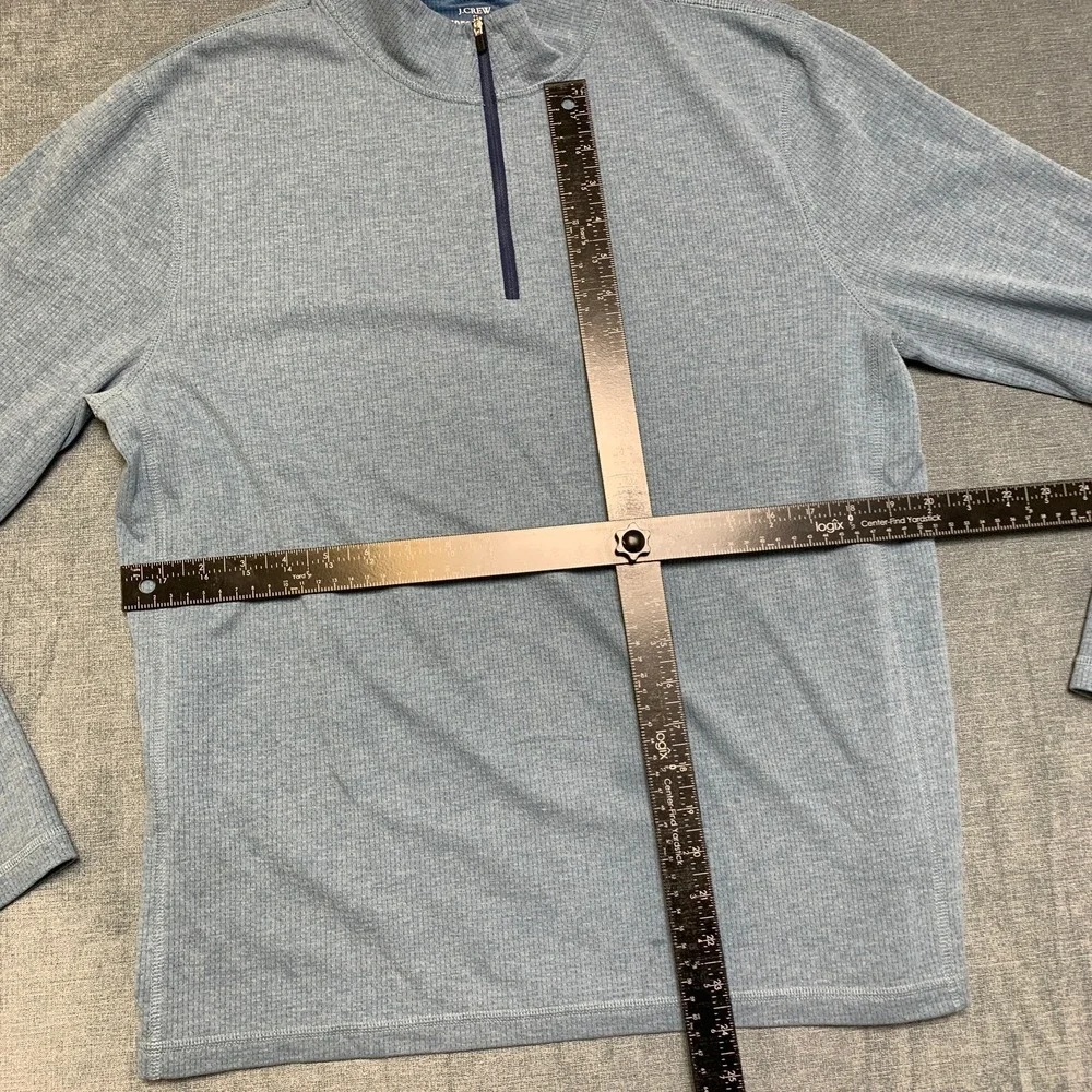 J.Crew Performance Sweater Men Large Blue Quarter Zip Pullover Outdoor Mock Neck